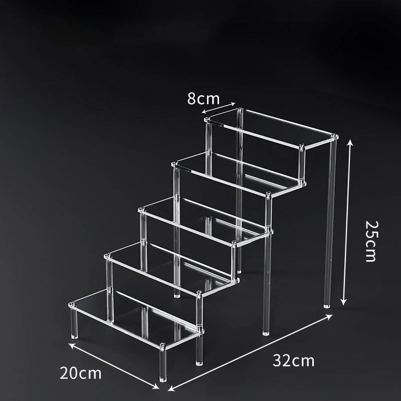 1-5 Tier Acrylic Display Risers Clear Shelf Doll