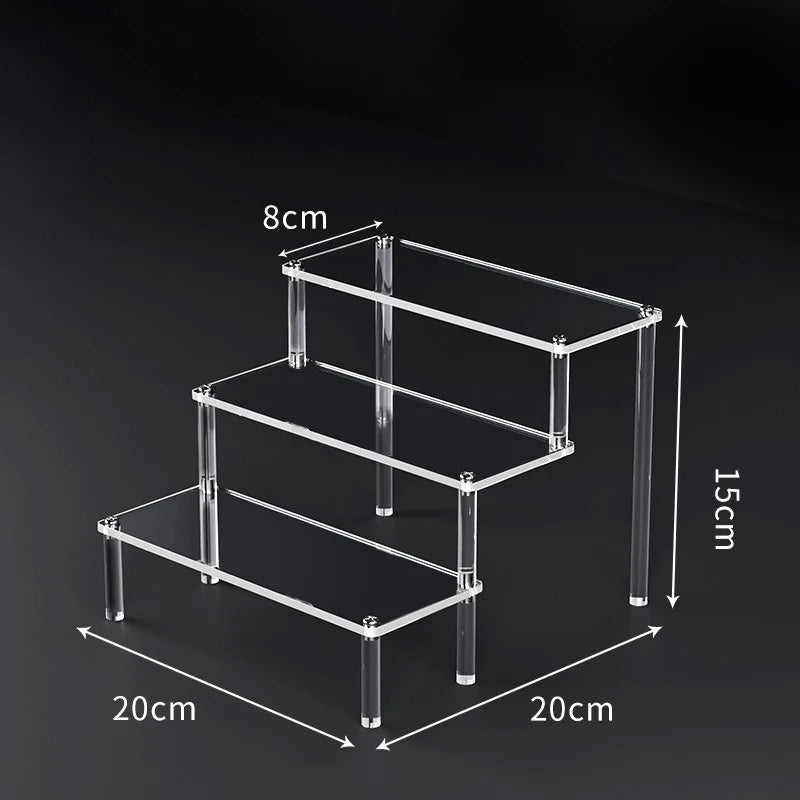 1-5 Tier Acrylic Display Risers Clear Shelf Doll