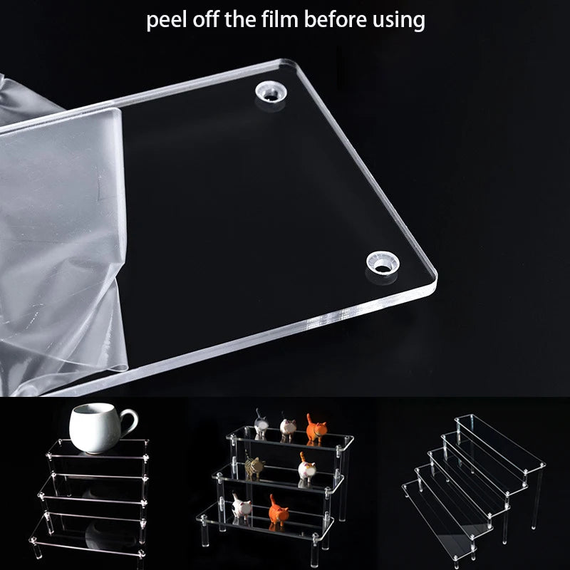 1-5 Tier Acrylic Display Risers Clear Shelf Doll