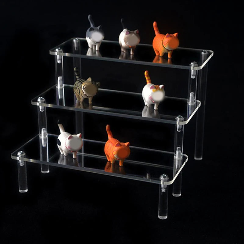 1-5 Tier Acrylic Display Risers Clear Shelf Doll