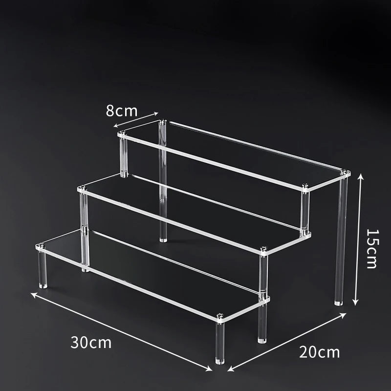 1-5 Tier Acrylic Display Risers Clear Shelf Doll